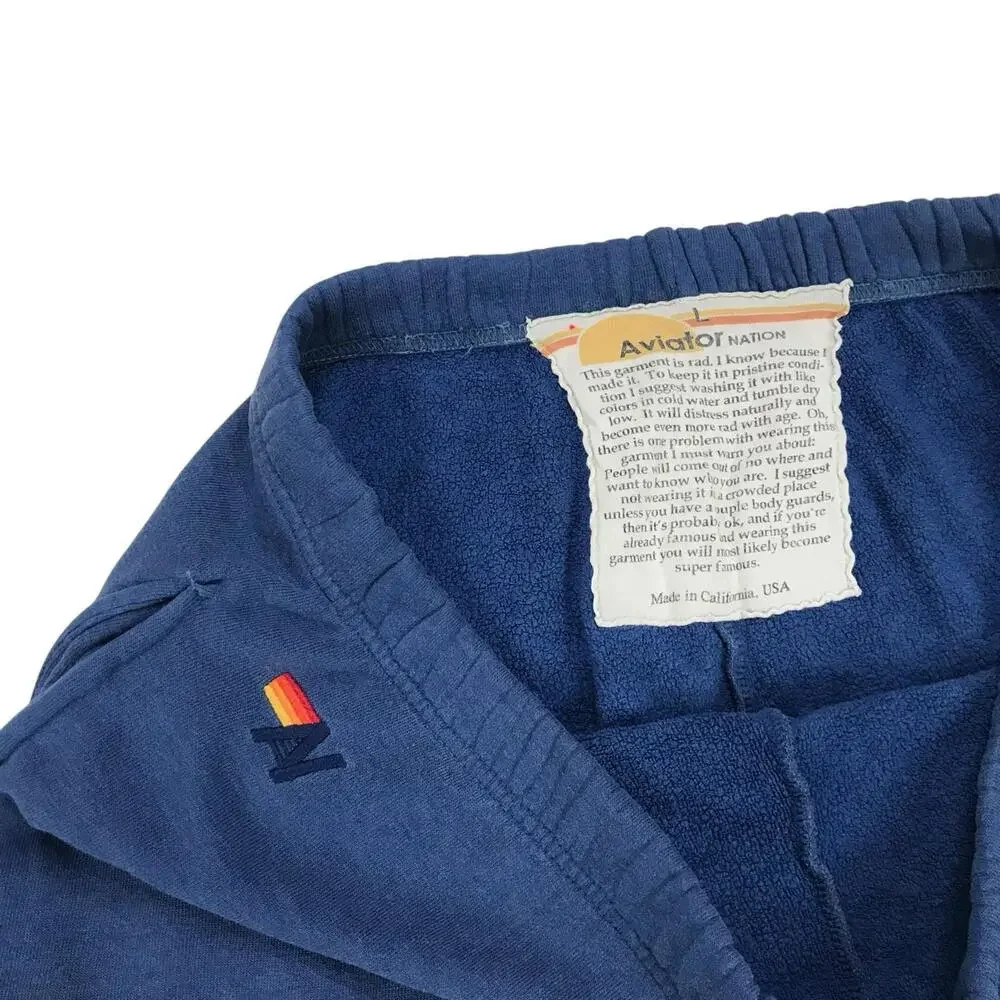 AVIATOR NATION Sweatpants Womens Large L Blue Rainbow Stitch Sweats Jogger Pants - Picture 4 of 5
